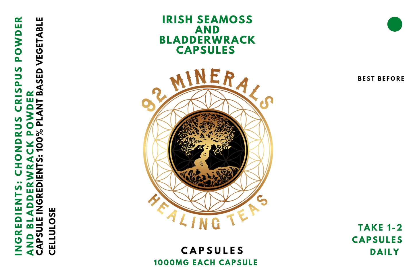 Organic Bladderwrack and Organic Irish Sea Moss (Chondrus Crispus) Capsules 2 Month supply /120 capsules