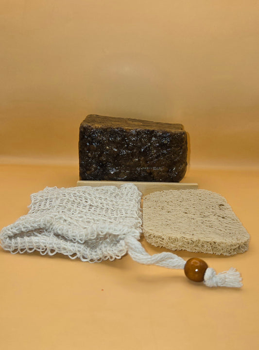 Raw Black Soap Kit - Original Black soap, imported from Ghana